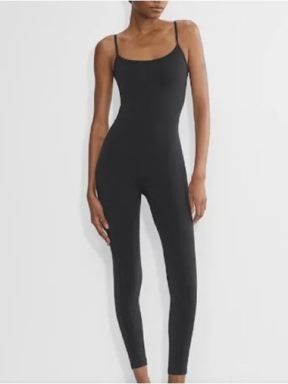 Wilfred black fitted jumpsuit with spaghetti straps